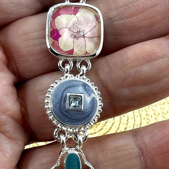 Napier Flower Designs Bracelet Silver Tone Toggle Feminine Cottagecore - Picture 6 of 10